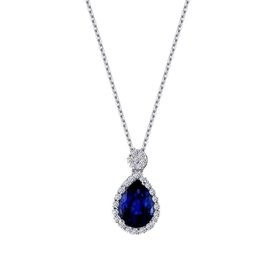 0.73 Karat Pırlanta Safir Damla Kolye - 2