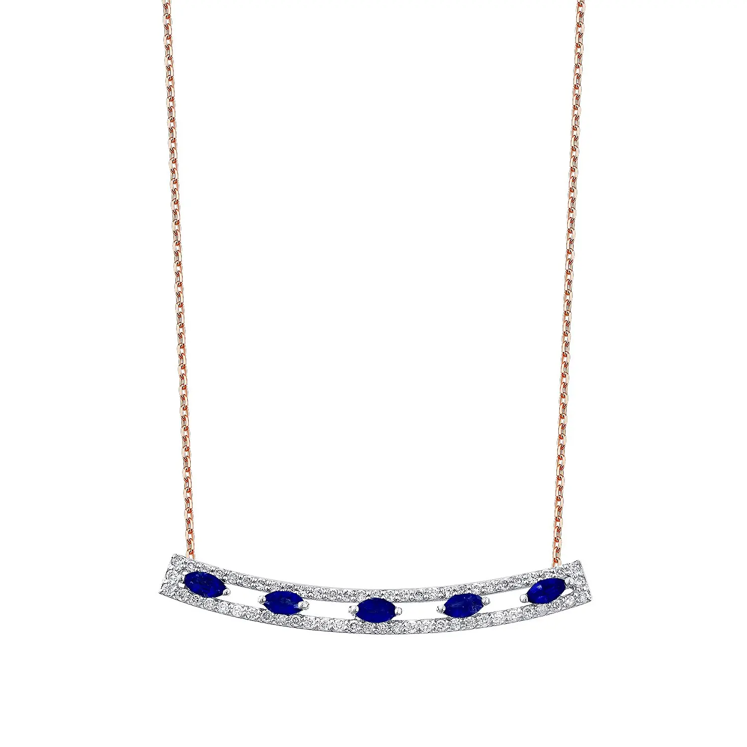 0.75 Karat Pırlanta Safir Kolye - 1