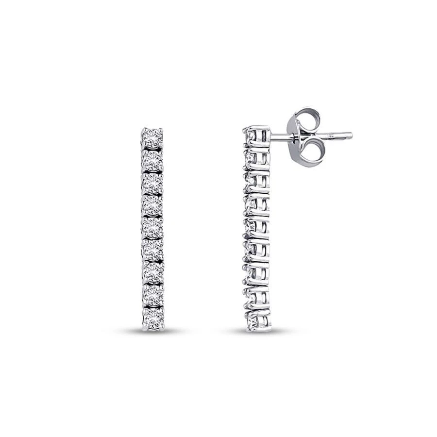0.79 Karat Pırlanta Su Yolu Küpe - 1