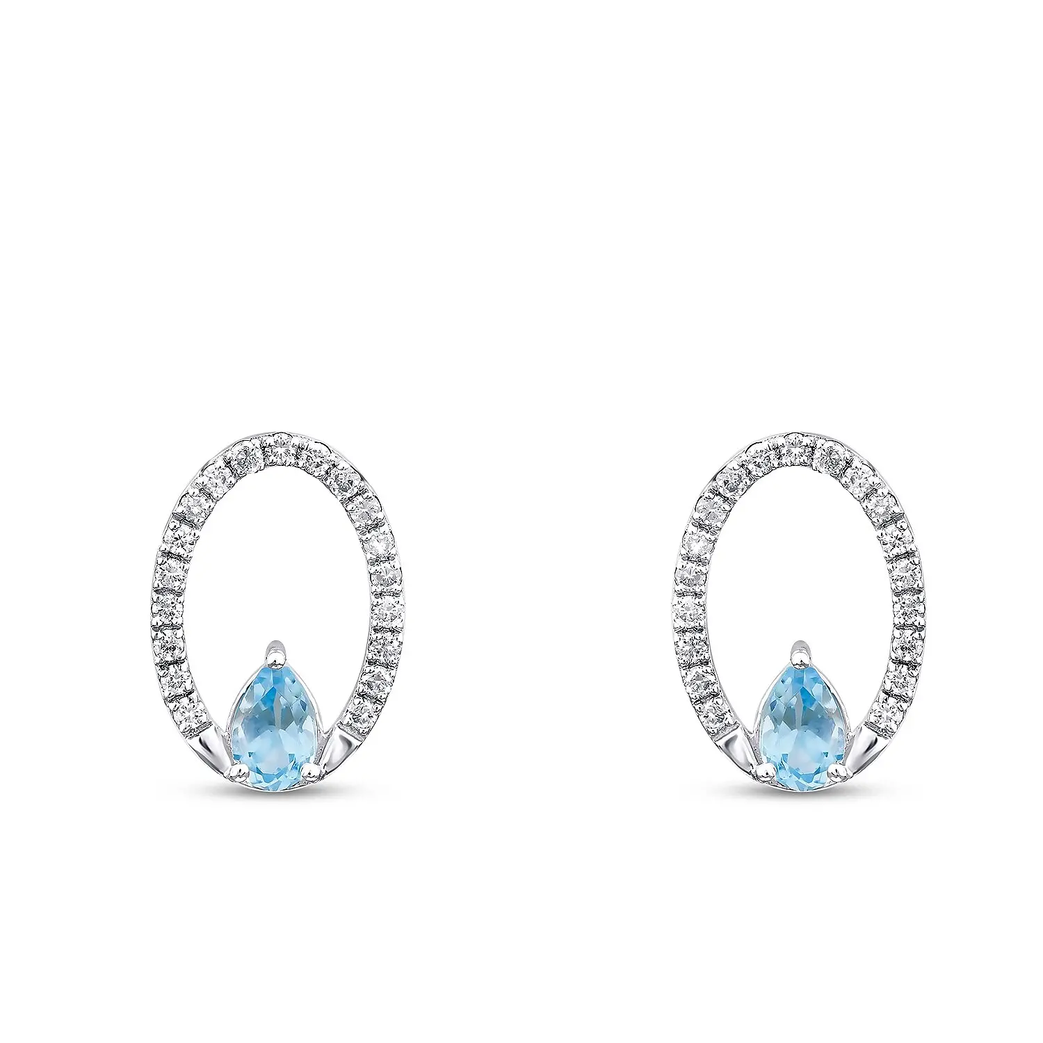 0.80 Karat Pırlanta Blue Topaz Küpe - 2