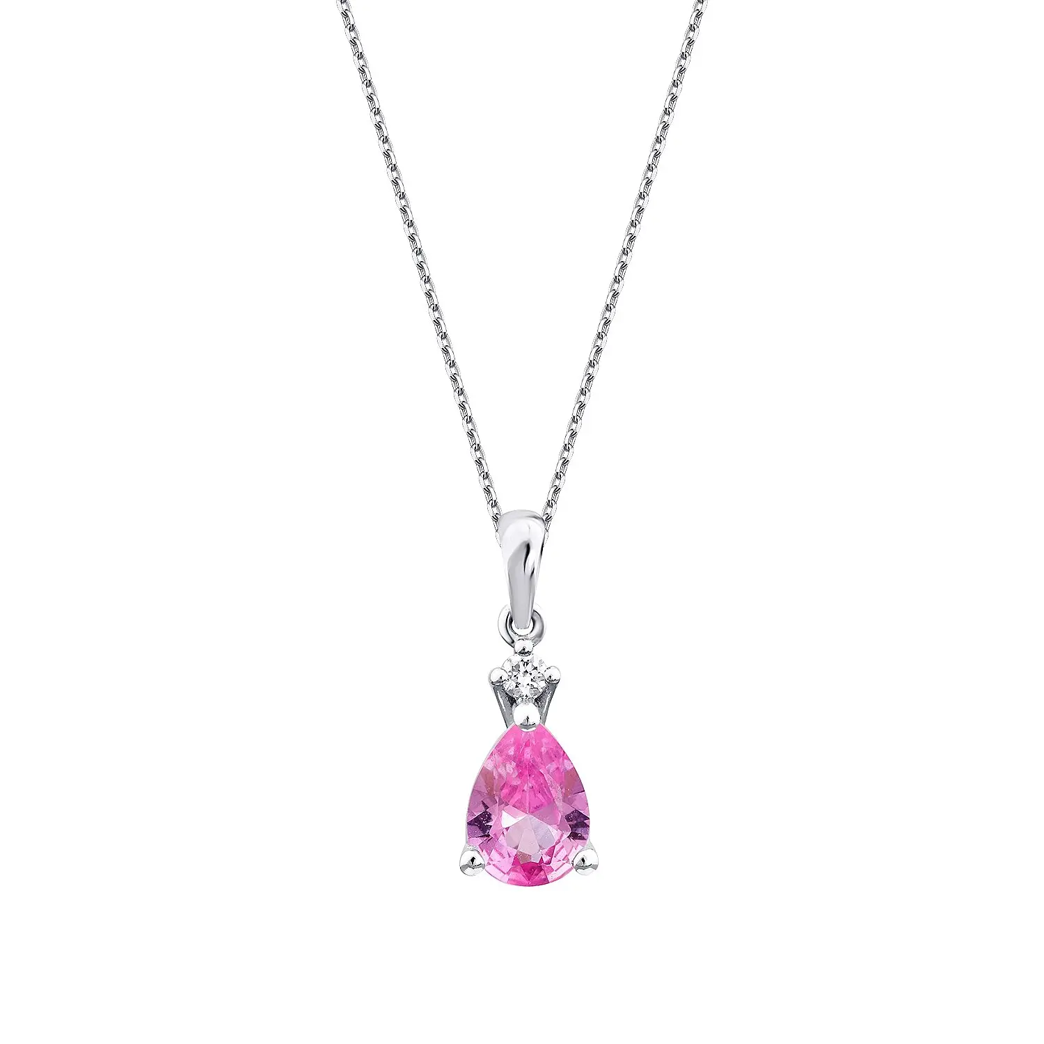 0.80 Karat Pırlanta Pembe Safir Kolye - 1