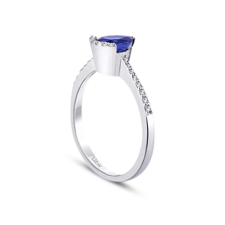 0.85 Karat Pırlanta Safir Yüzük - 2
