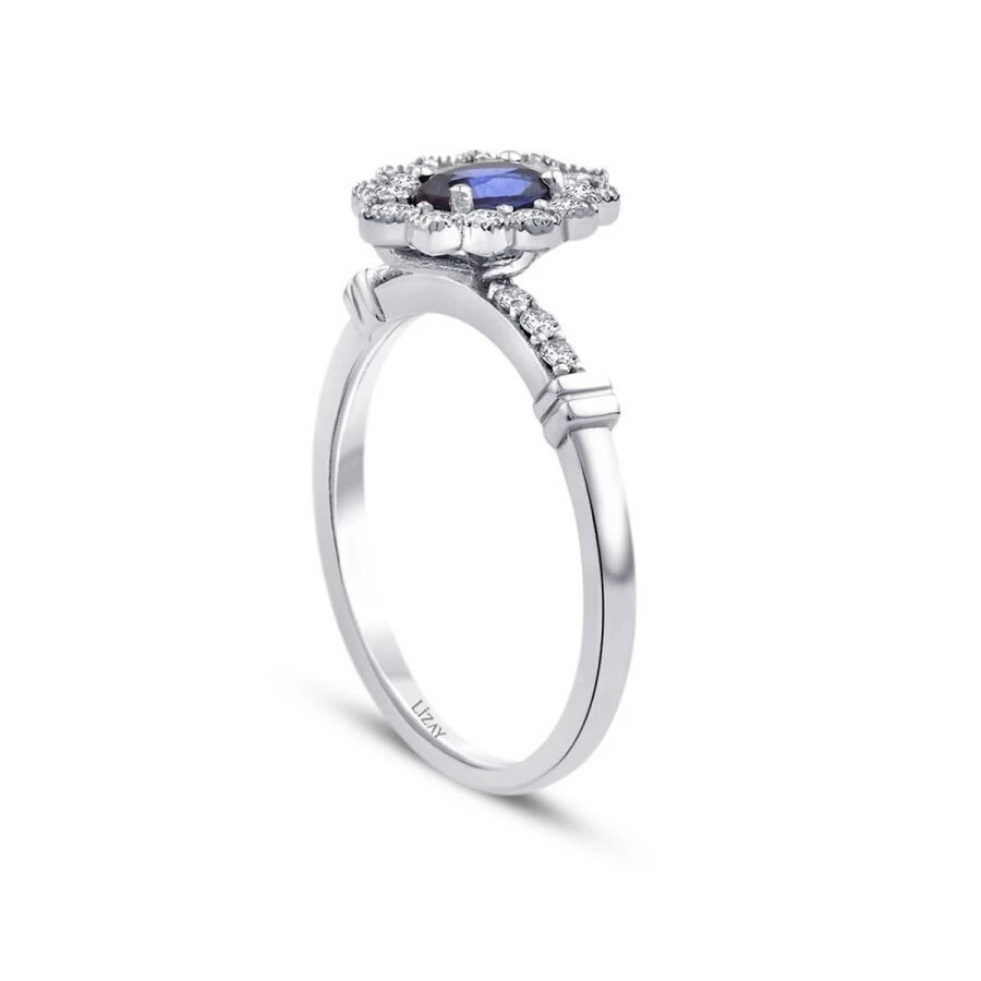 0.89 Karat Pırlanta Safir Yüzük - 2