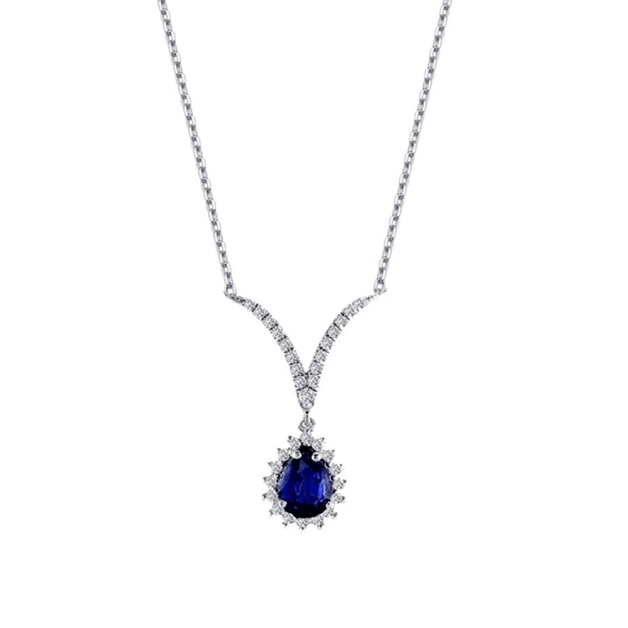 0.95 Karat Pırlanta Safir Kolye - 2