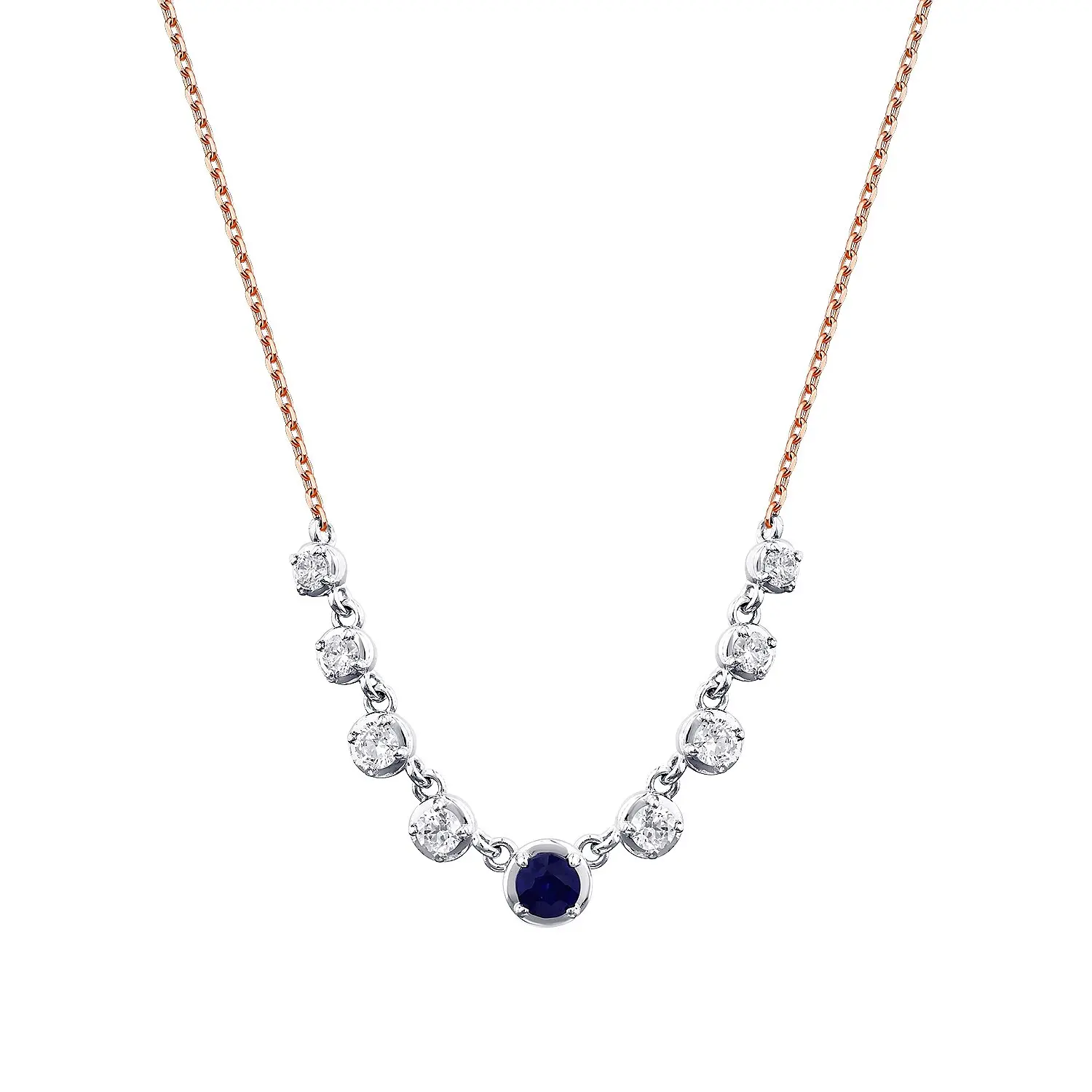 0.97 Karat Pırlanta Safir Kolye - 1