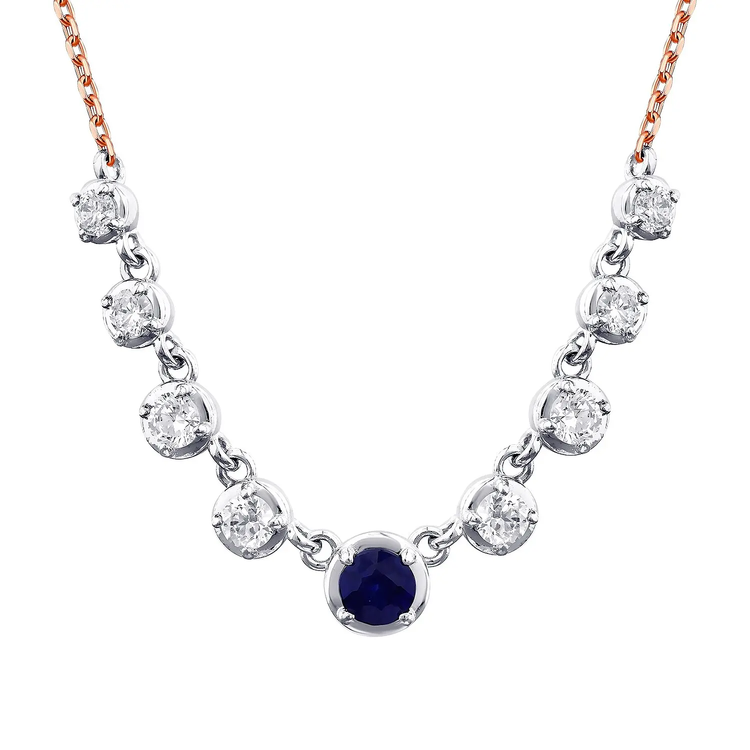 0.97 Karat Pırlanta Safir Kolye - 2