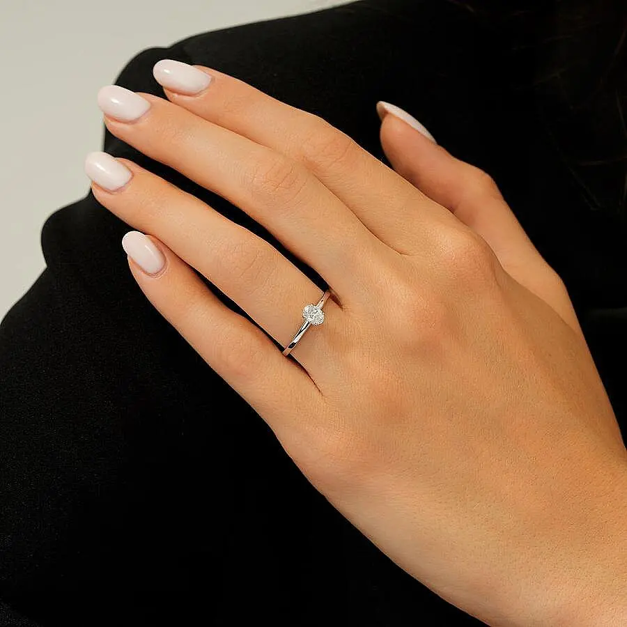 1.00 Karat Pırlanta Oval Tektaş Yüzük - 3