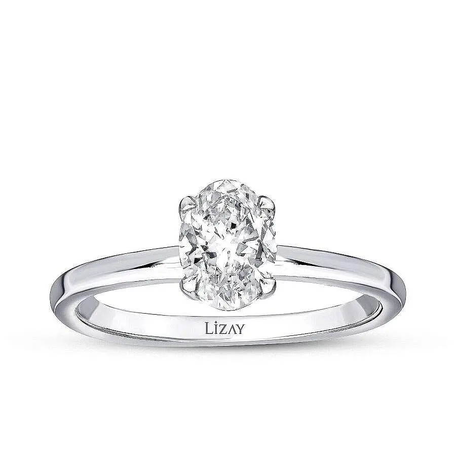 1.00 Karat Pırlanta Oval Tektaş Yüzük - 1