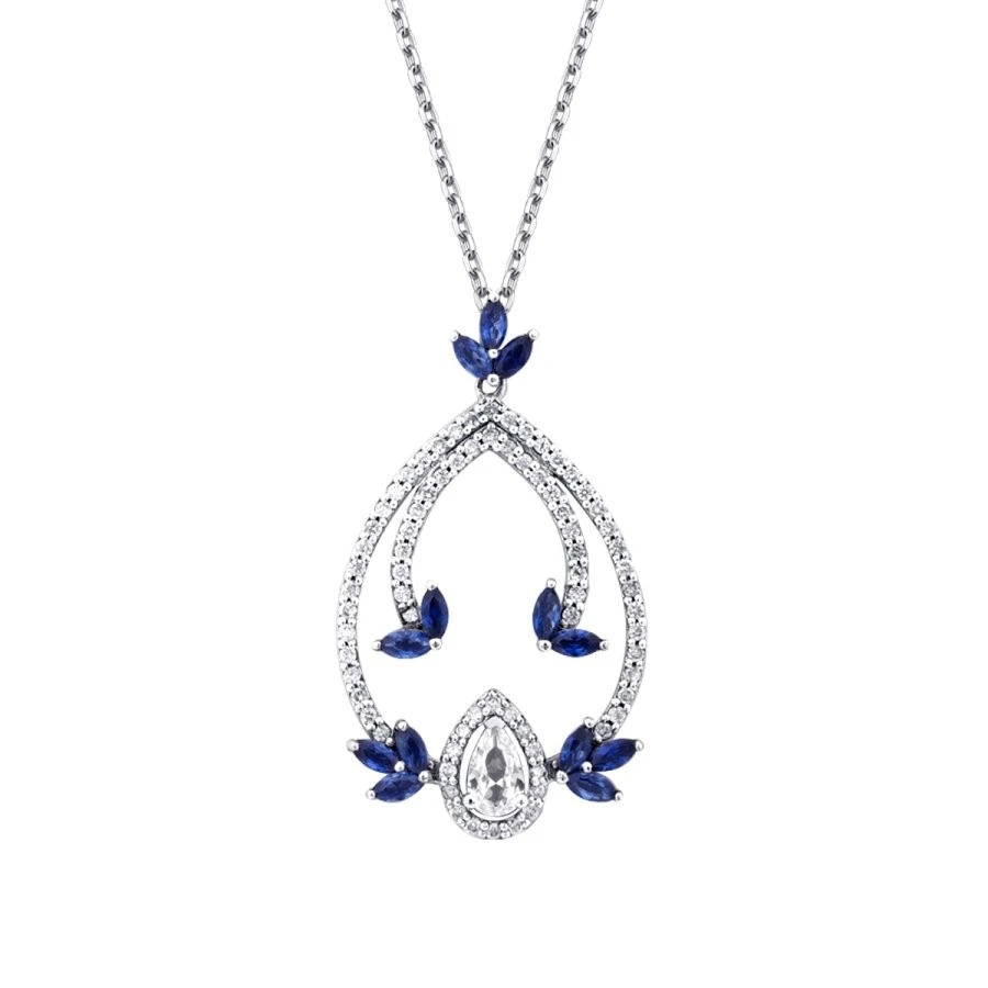 1.04 Karat Pırlanta Safir Kolye - 2