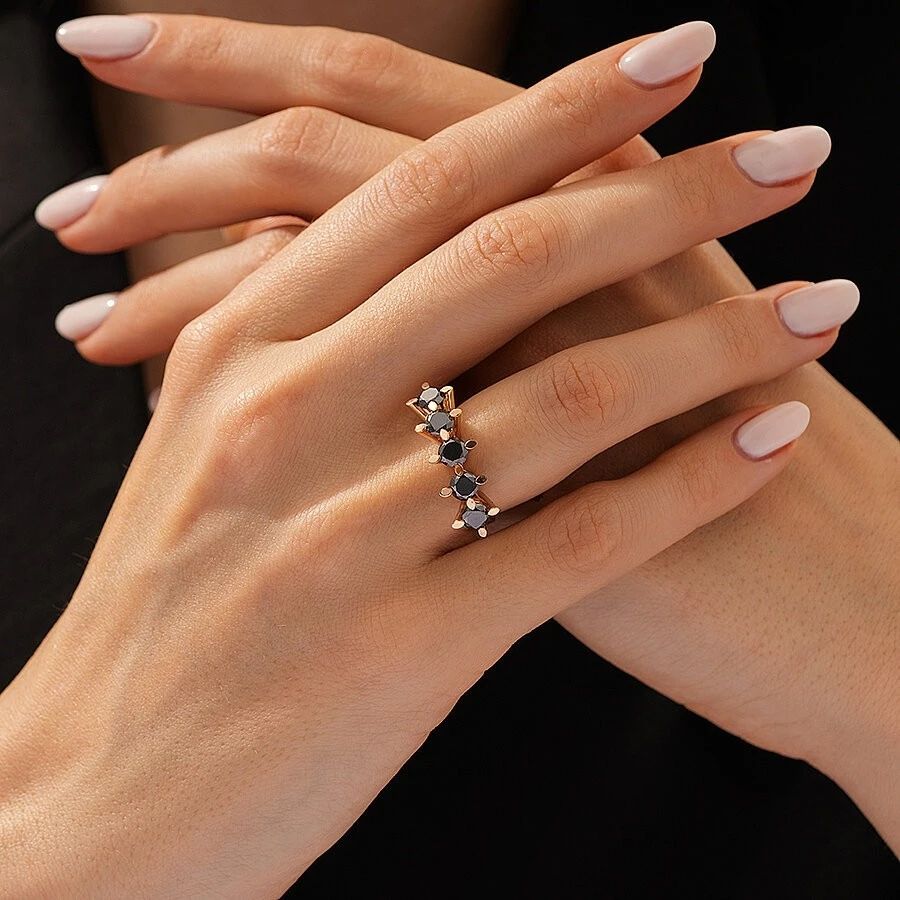 1.94 Karat Siyah Taşlı Beştaş Yüzük - 3