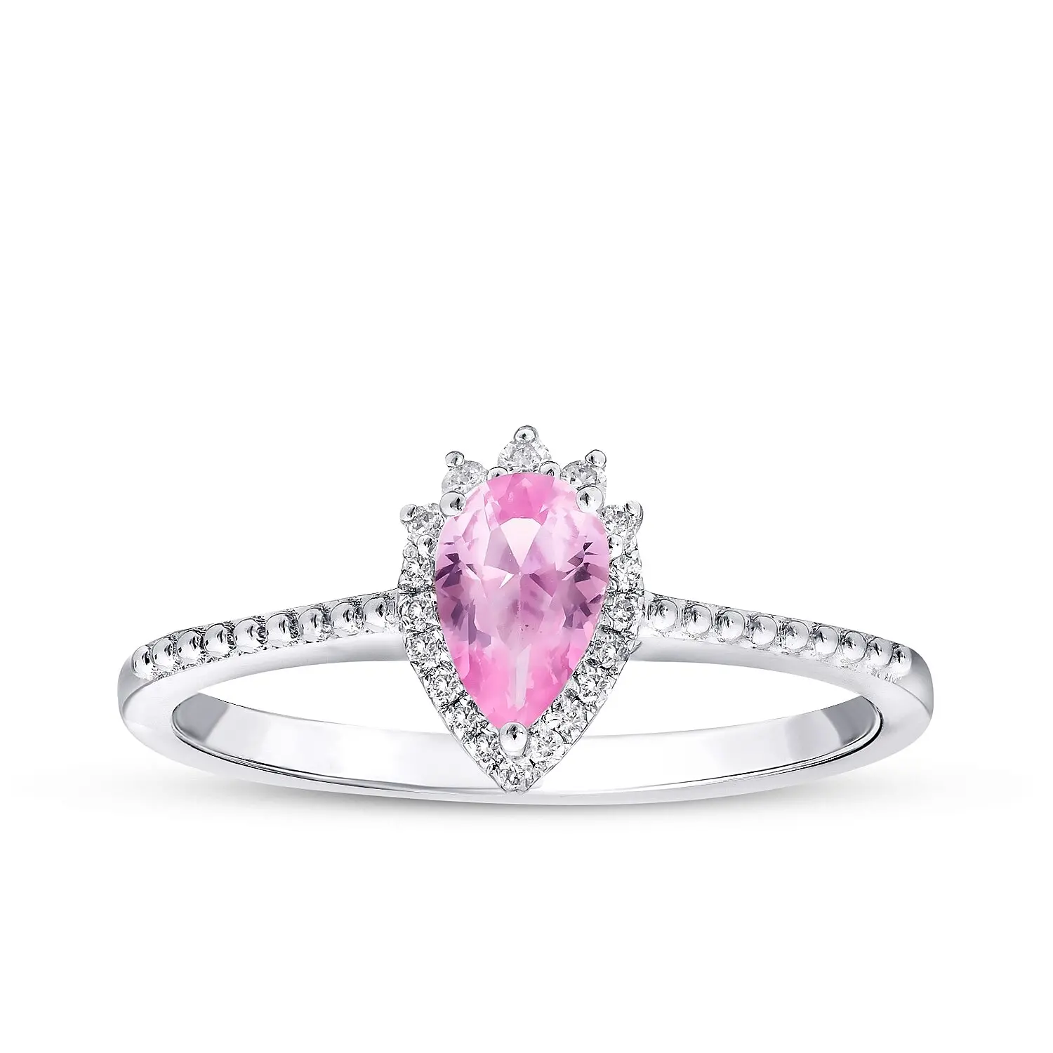 0.52 Karat Pırlanta Pembe Safir Yüzük - 1
