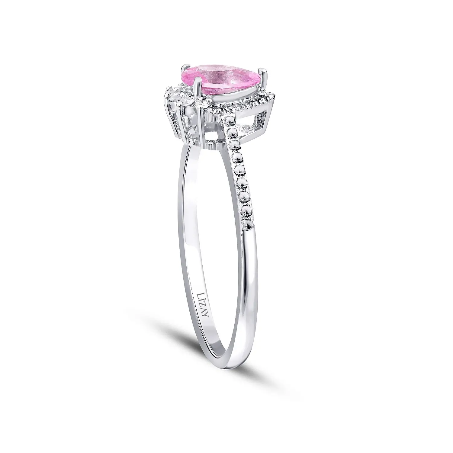0.52 Karat Pırlanta Pembe Safir Yüzük - 2