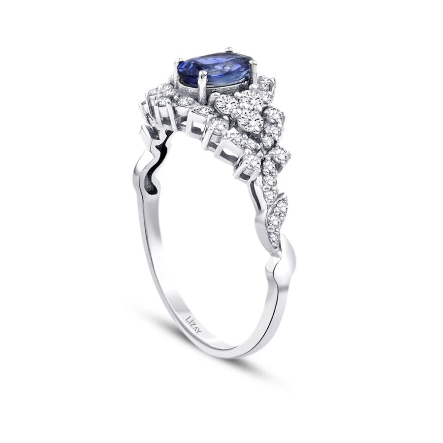 1.11 Karat Pırlanta Safir Yüzük - 2