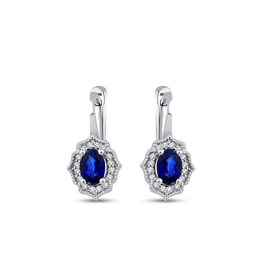 1.13 Karat Pırlanta Safir Küpe - 2