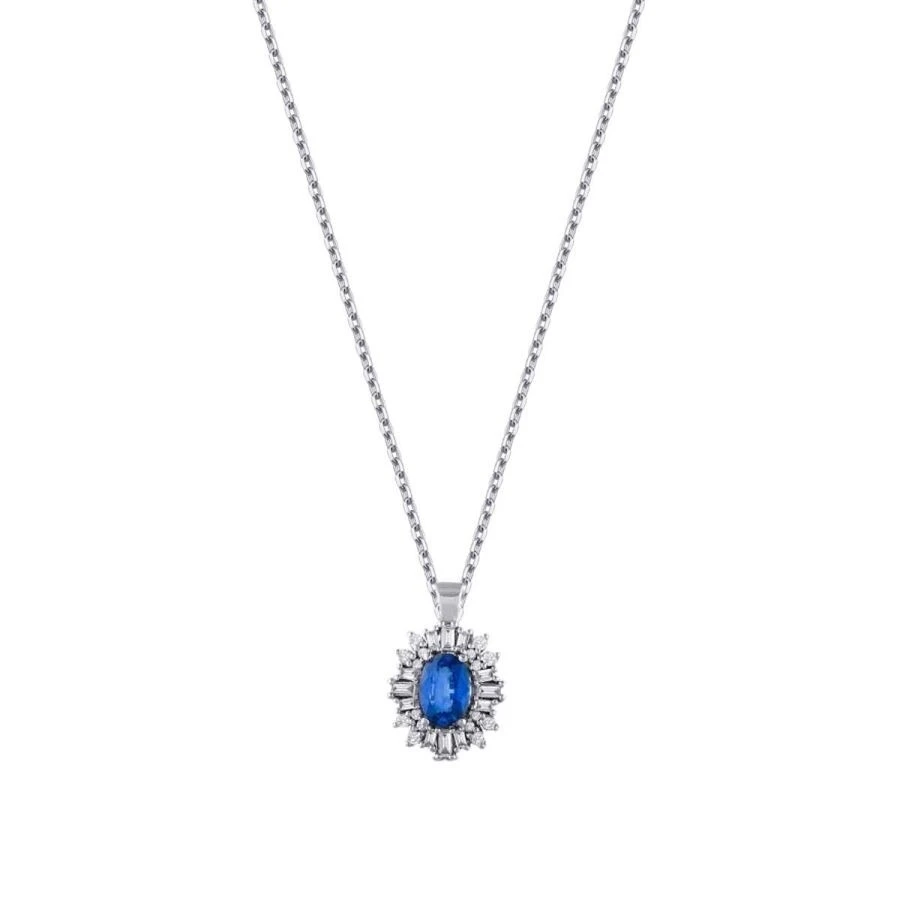 1.19 Karat Pırlanta Baget Safir Kolye - 1