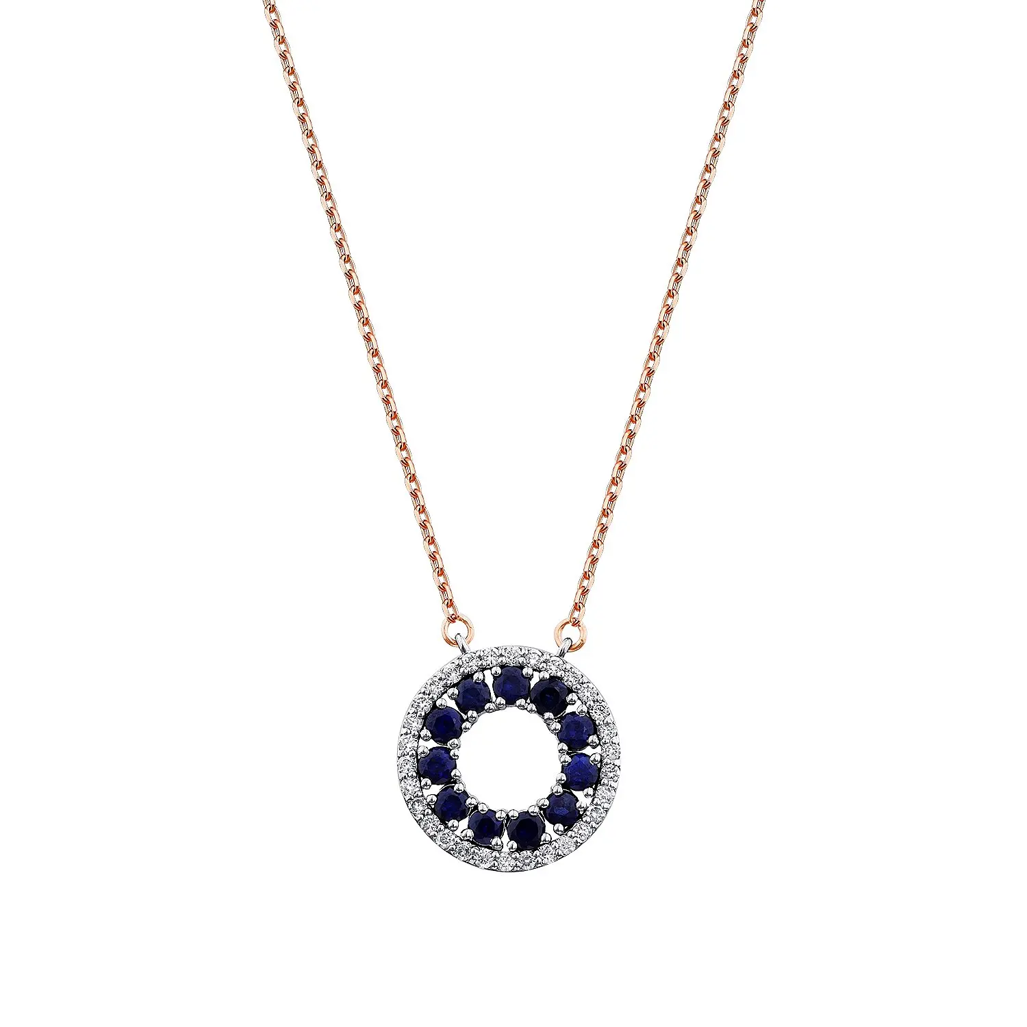 1.19 Karat Pırlanta Safir Kolye - 1