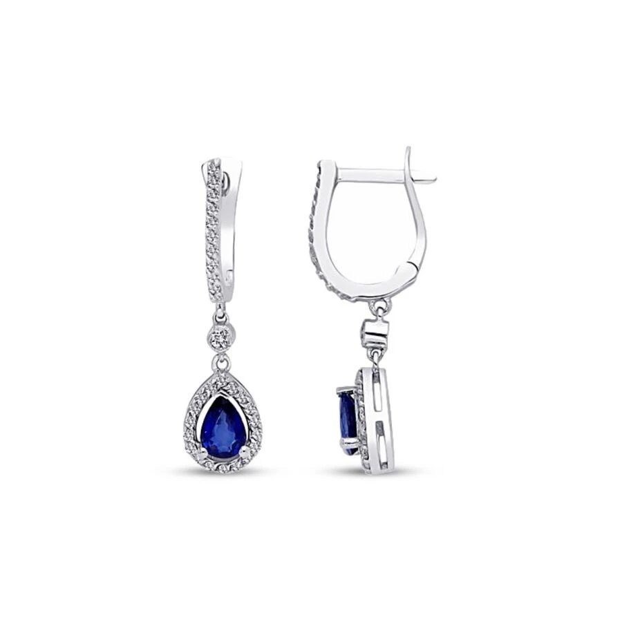 1.21 Karat Pırlanta Safir Küpe - 1