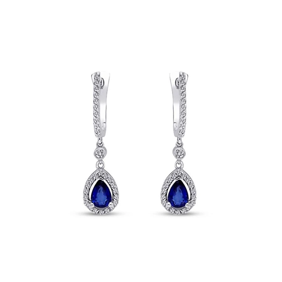 1.21 Karat Pırlanta Safir Küpe - 2