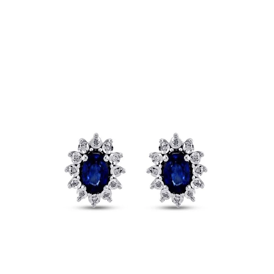 1.21 Karat Pırlanta Safir Küpe - 2