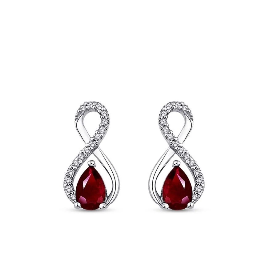 1.27 Karat Pırlanta Yakut Küpe - 2