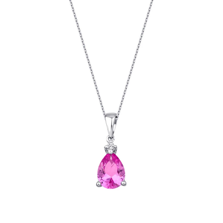 1.32 Karat Pırlanta Pembe Safir Kolye - 1