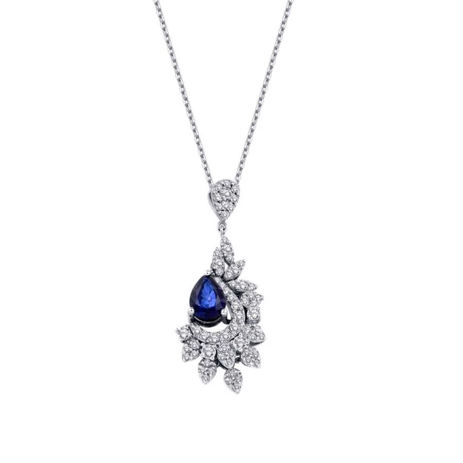 1.33 Karat Pırlanta Safir Kolye - 2