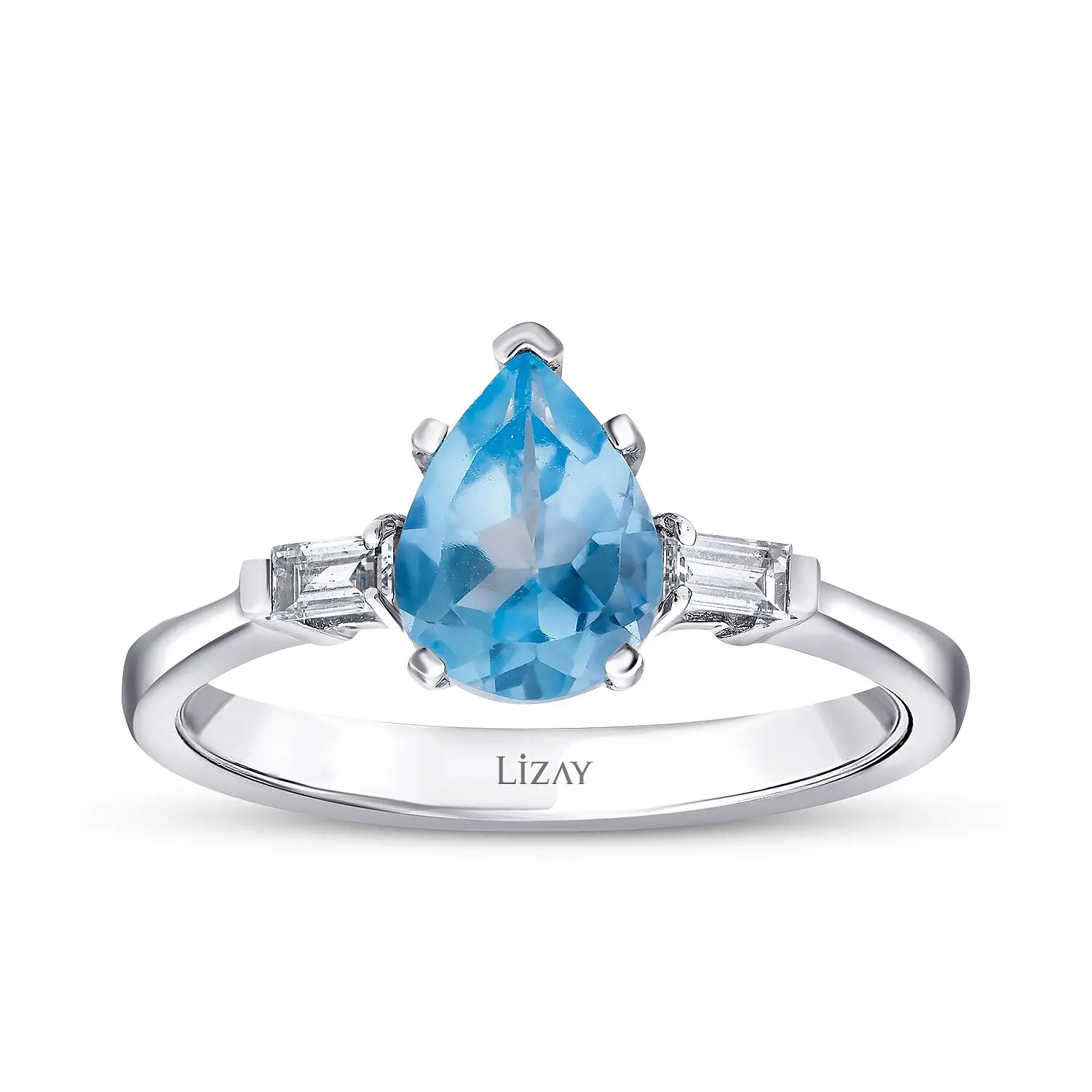 1.39 Karat Pırlanta Blue Topaz Yüzük - 1
