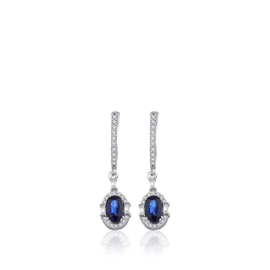 1.40 Karat Pırlanta Safir Küpe - 2