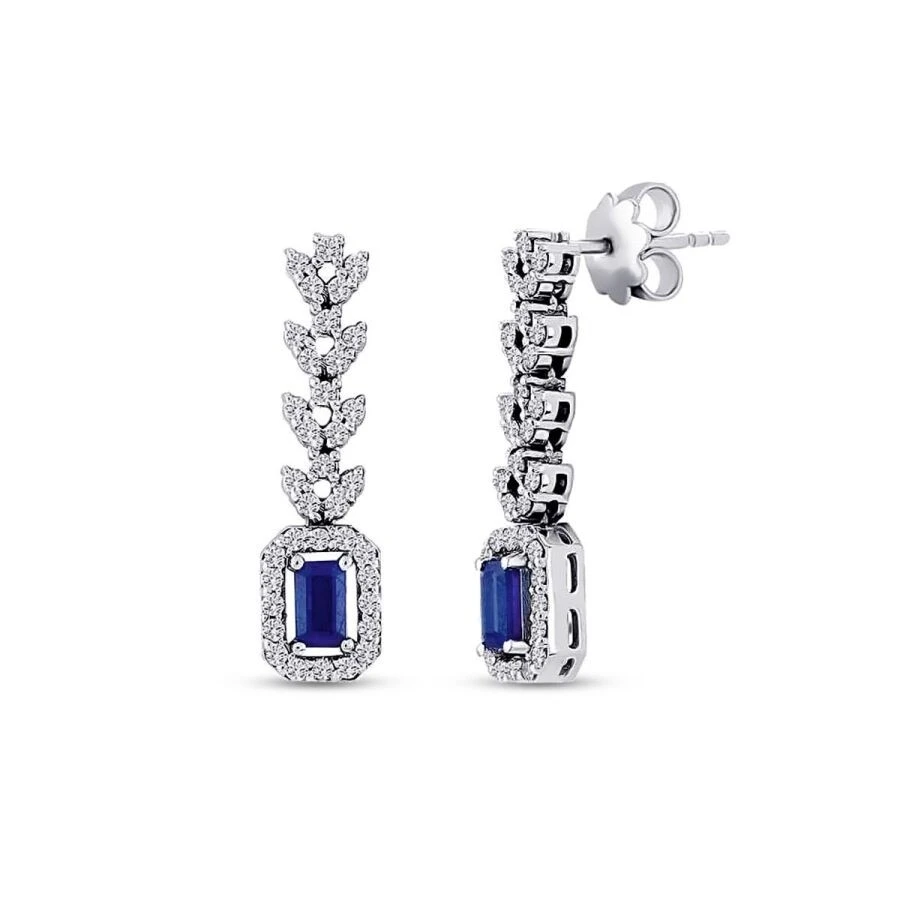 1.47 Karat Pırlanta Safir Küpe - 1