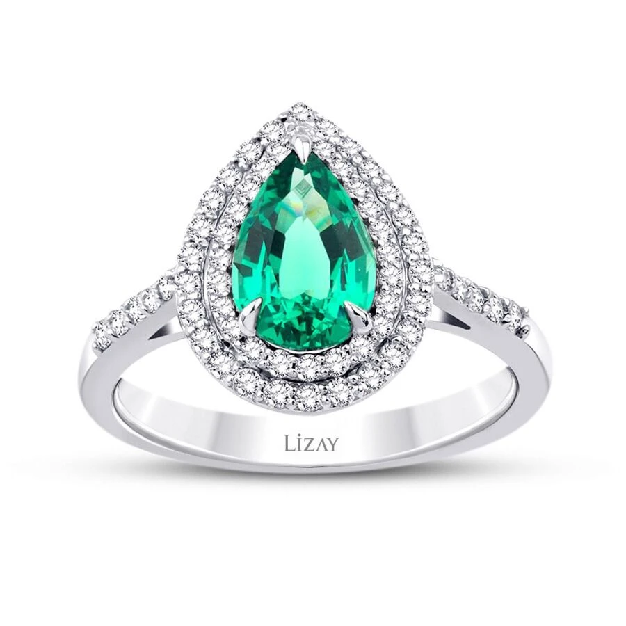 1.52 Karat Pırlanta Green Quartz Yüzük - 1