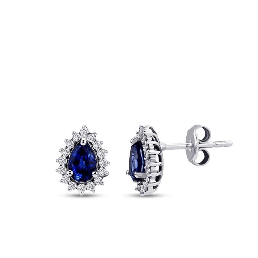 1.68 Karat Pırlanta Safir Küpe - 1