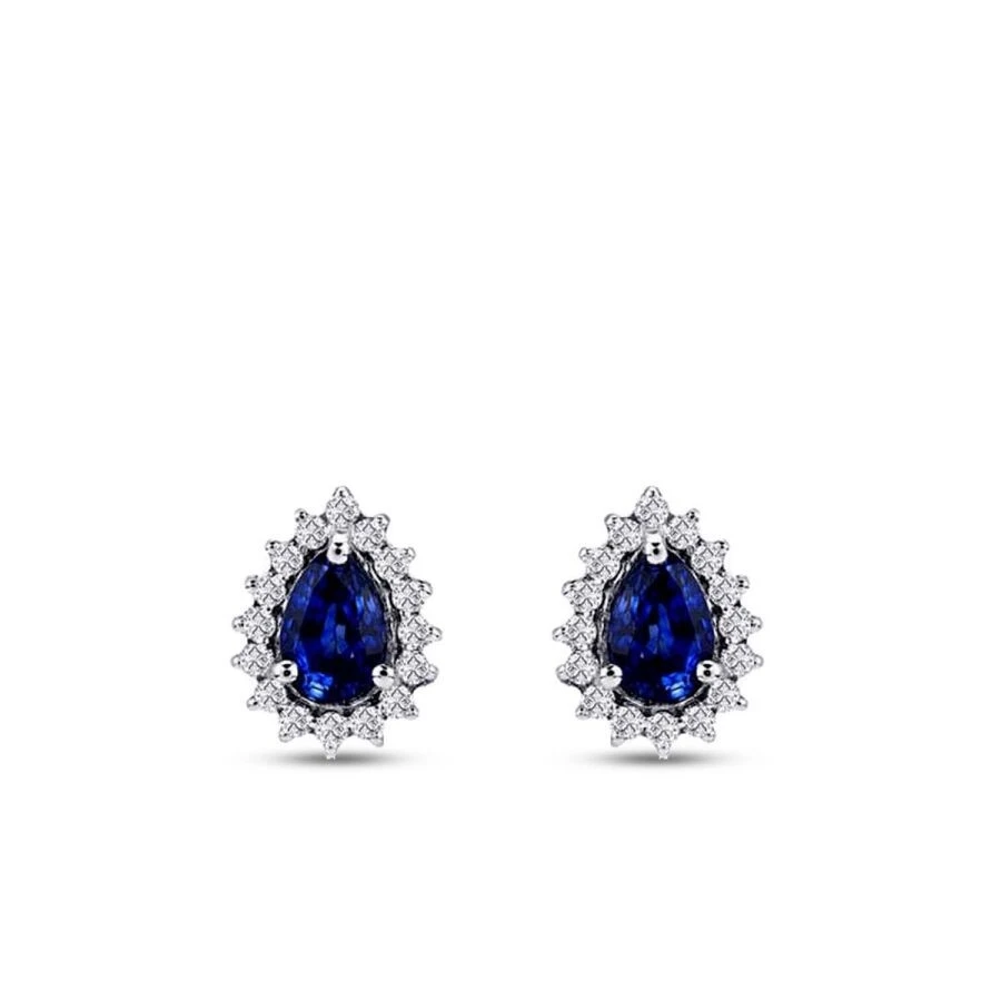 1.68 Karat Pırlanta Safir Küpe - 2