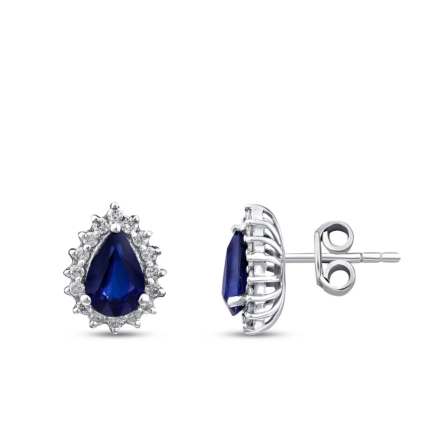 1.68 Karat Pırlanta Safir Küpe - 1