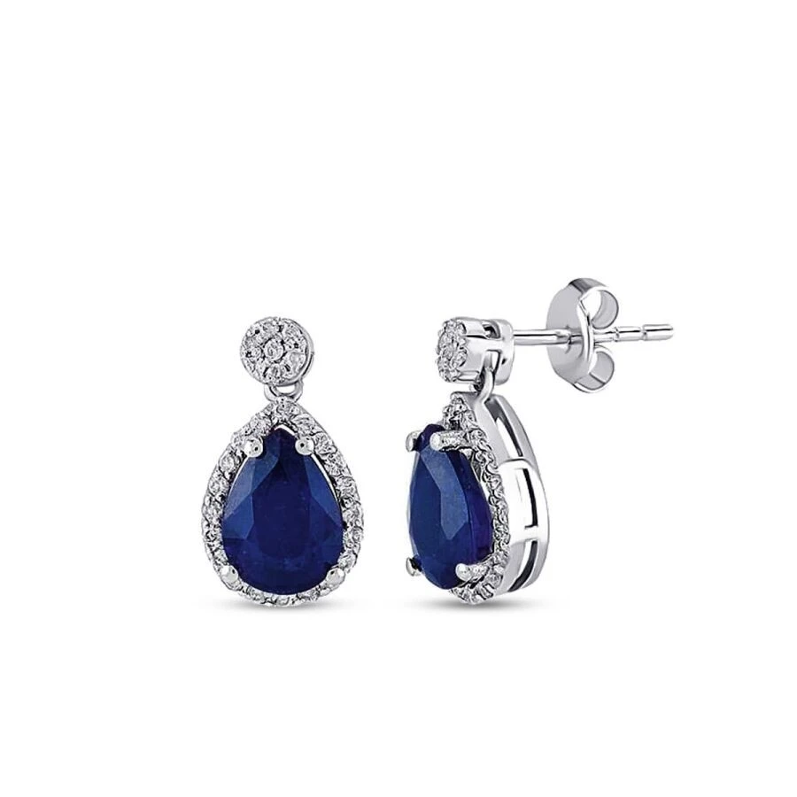 1.71 Karat Pırlanta Safir Küpe - 1