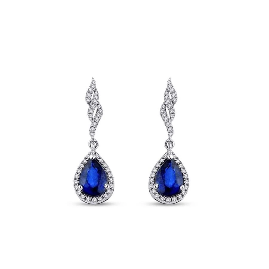 1.76 Karat Pırlanta Safir Küpe - 2