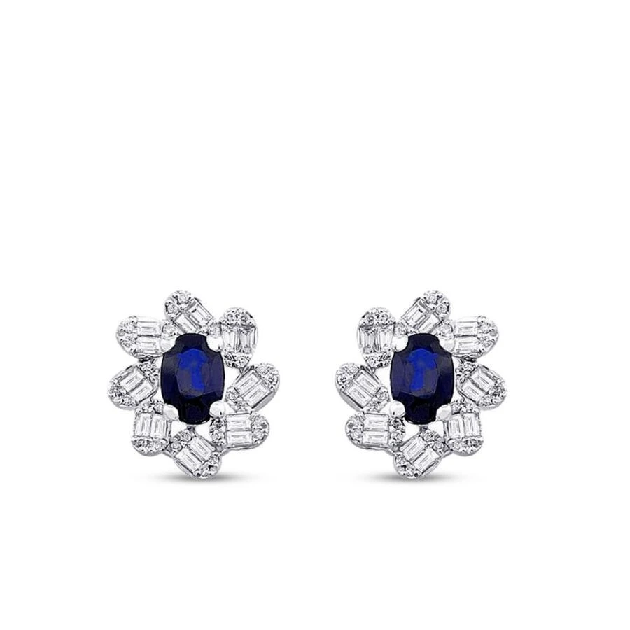 2.54 Karat Pırlanta Baget Safir Küpe - 2