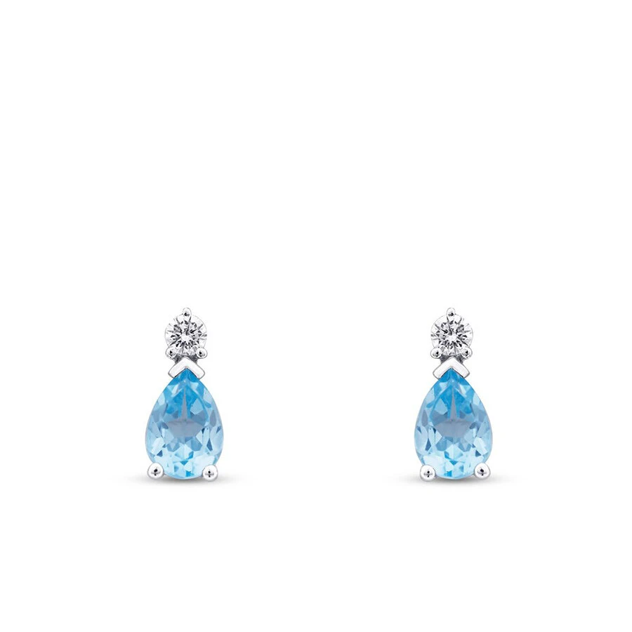 1.83 Karat Pırlanta Blue Topaz Küpe - 2
