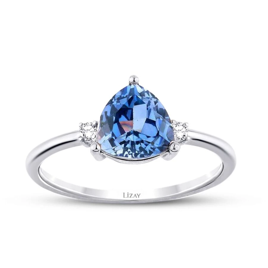 1.86 Karat Pırlanta Safir Yüzük - 1