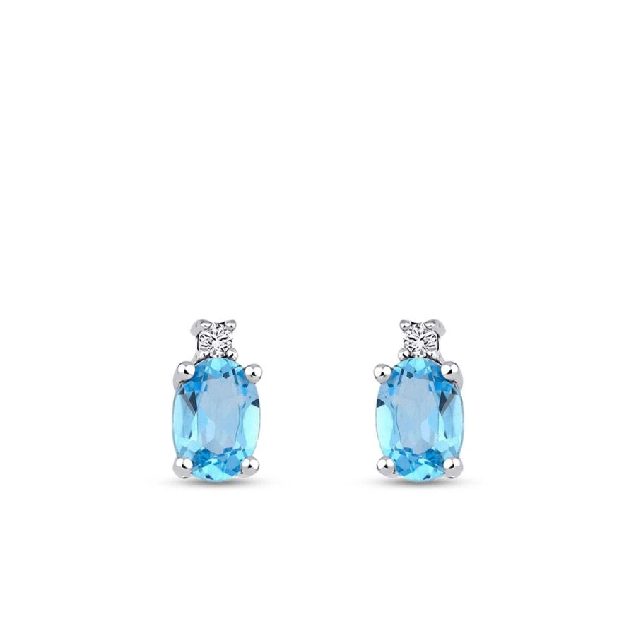 1.89 Karat Pırlanta Blue Topaz Küpe - 2