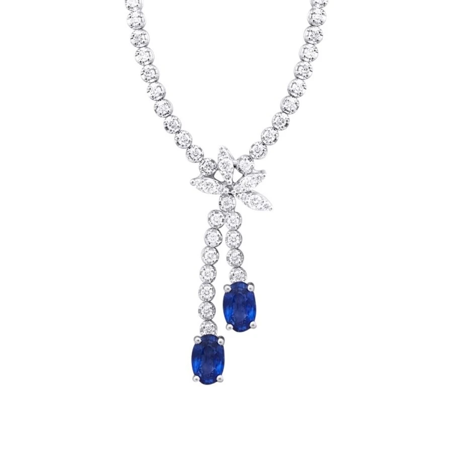 1.94 Karat Pırlanta Safir Lotus Kolye - 2