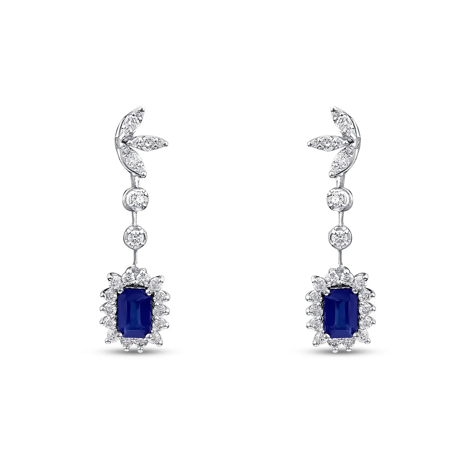 2.24 Karat Pırlanta Safir Küpe - 1