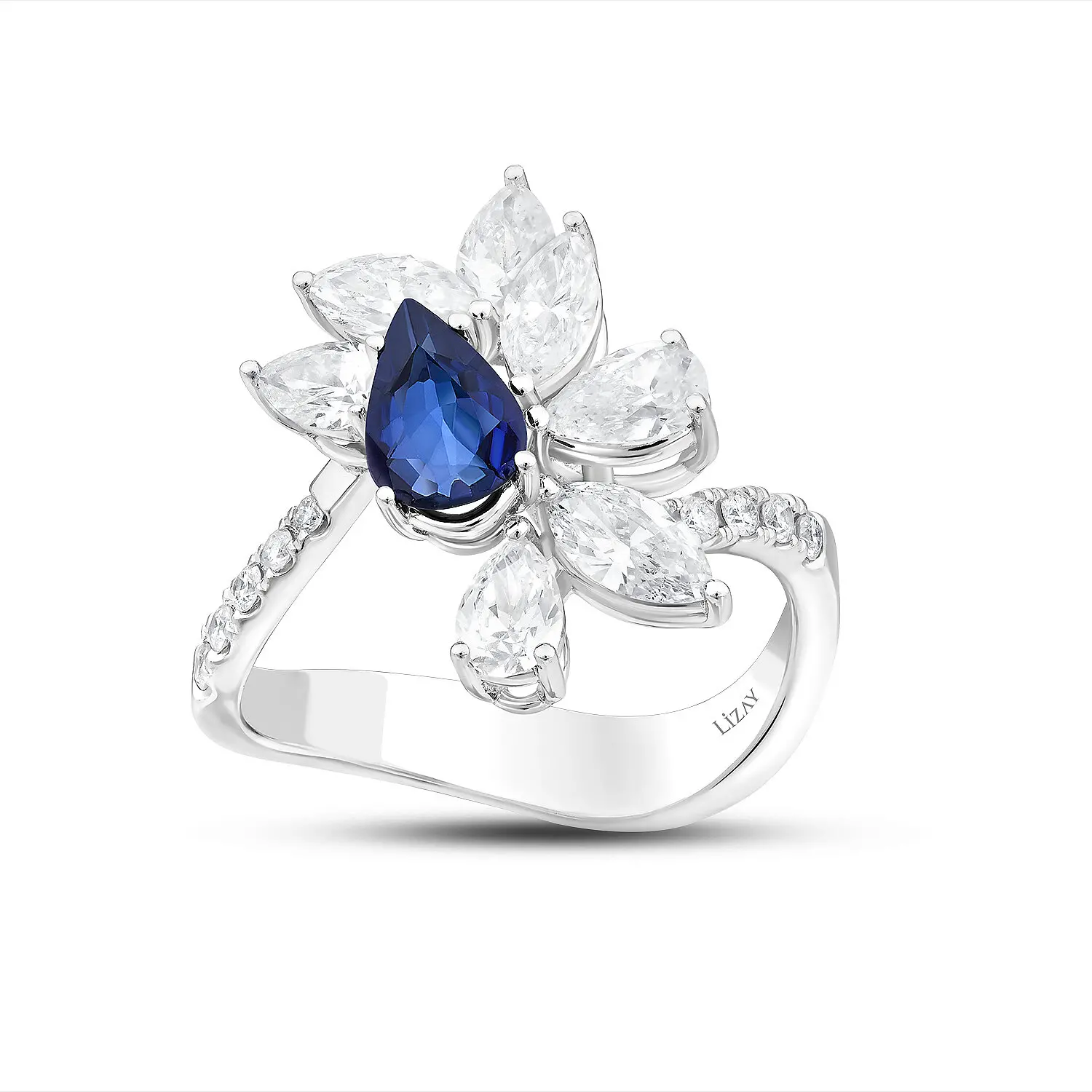 2.45 Karat Pırlanta Safir Yüzük - 1