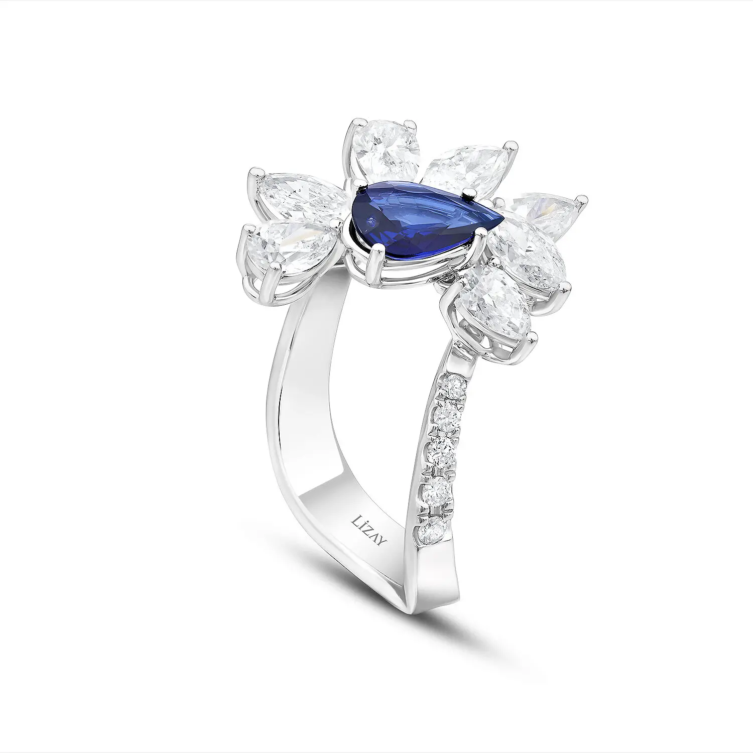 2.45 Karat Pırlanta Safir Yüzük - 2