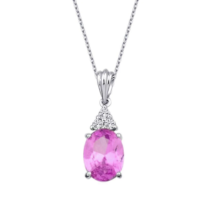 2.03 Karat Pırlanta Pembe Safir Kolye - 2