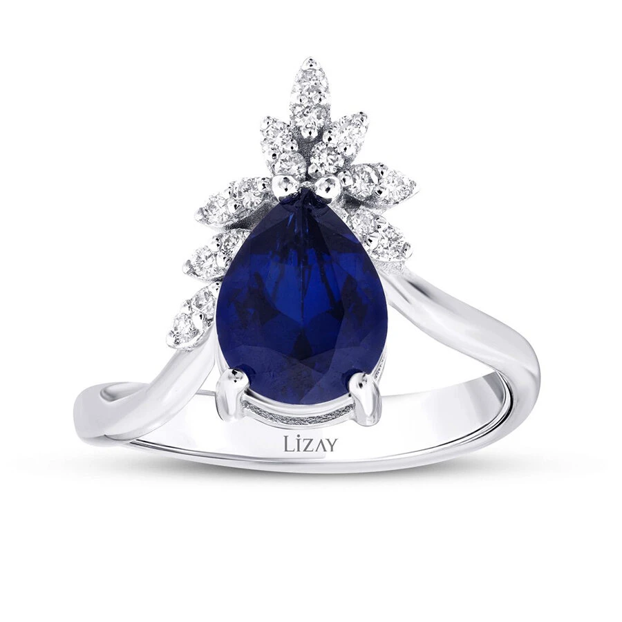 2.19 Karat Pırlanta Safir Yüzük - 1