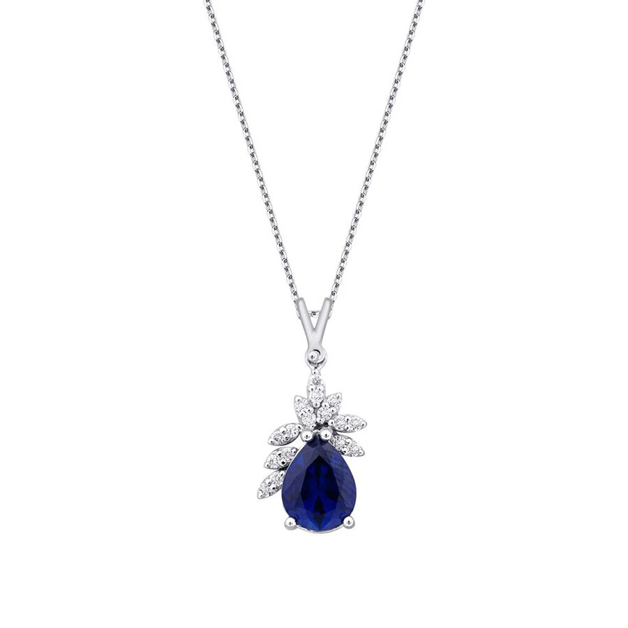 2.22 Karat Pırlanta Safir Kolye - 1