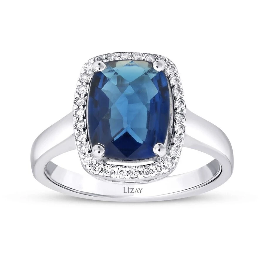 2.27 Karat Pırlanta Safir Yüzük - 1