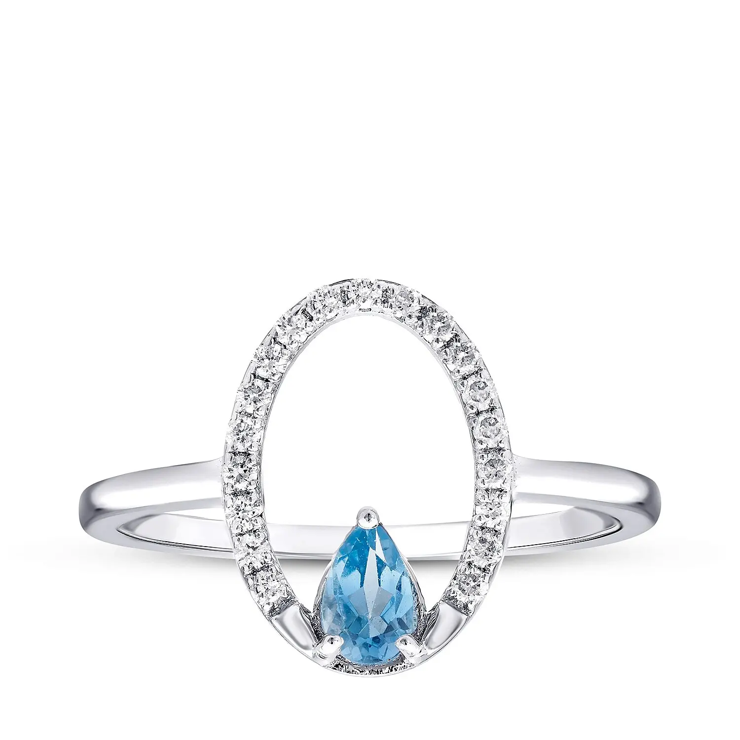 0.45 Karat Pırlanta Blue Topaz Yüzük - 1