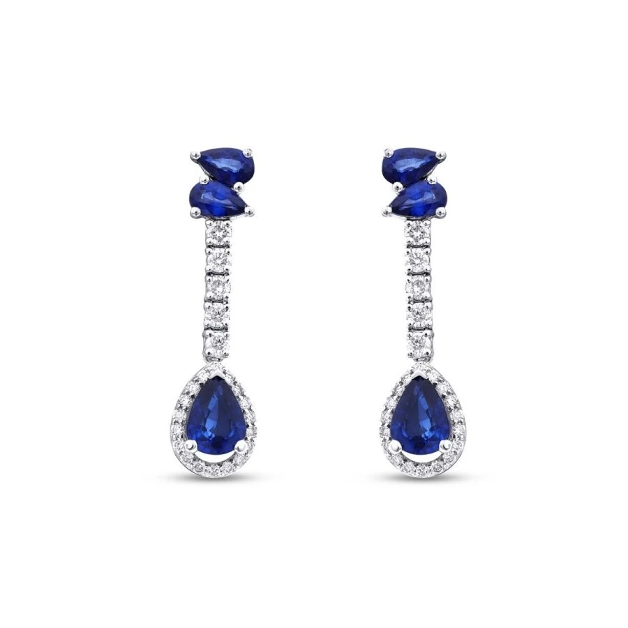 2.82 Karat Pırlanta Safir Küpe - 2