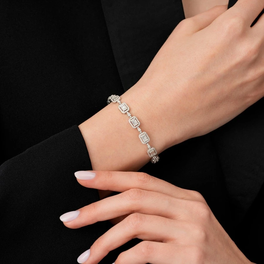 2.94 Karat Pırlanta Baget Bileklik - 3